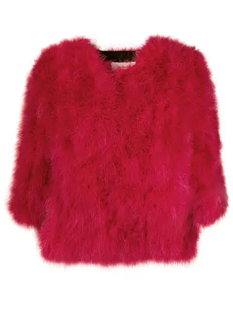 Yves Salamon Pink Feather Jacket Crazy Pink Size S / AU 8 for rent on The Volte - main image