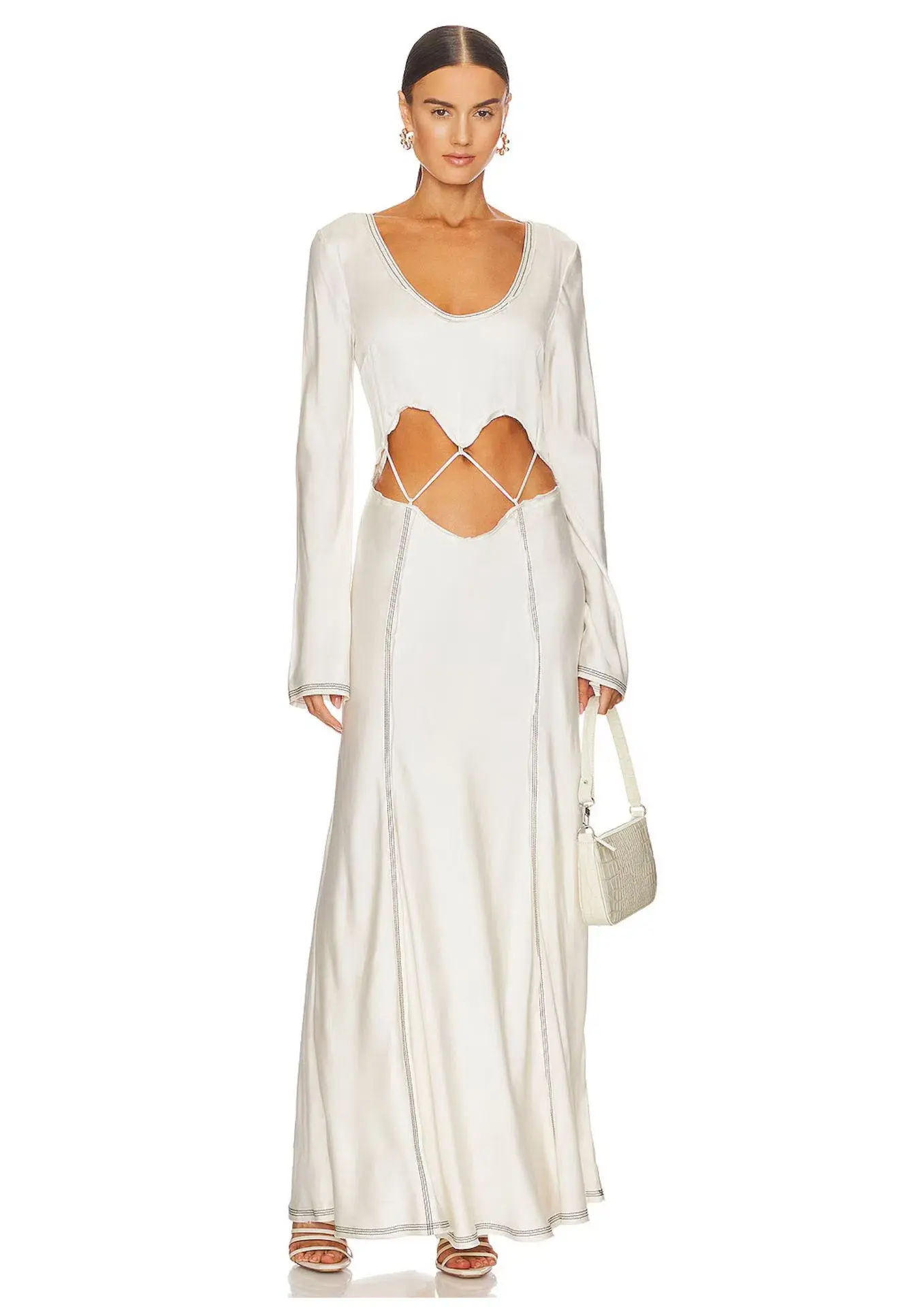 Bec & Bridge Naomi Long Sleeve Maxi Dress Ecru Size 8 - Image 2