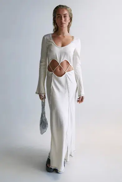 Bec & Bridge Naomi Long Sleeve Maxi Dress Ecru Size 8 - Image 4