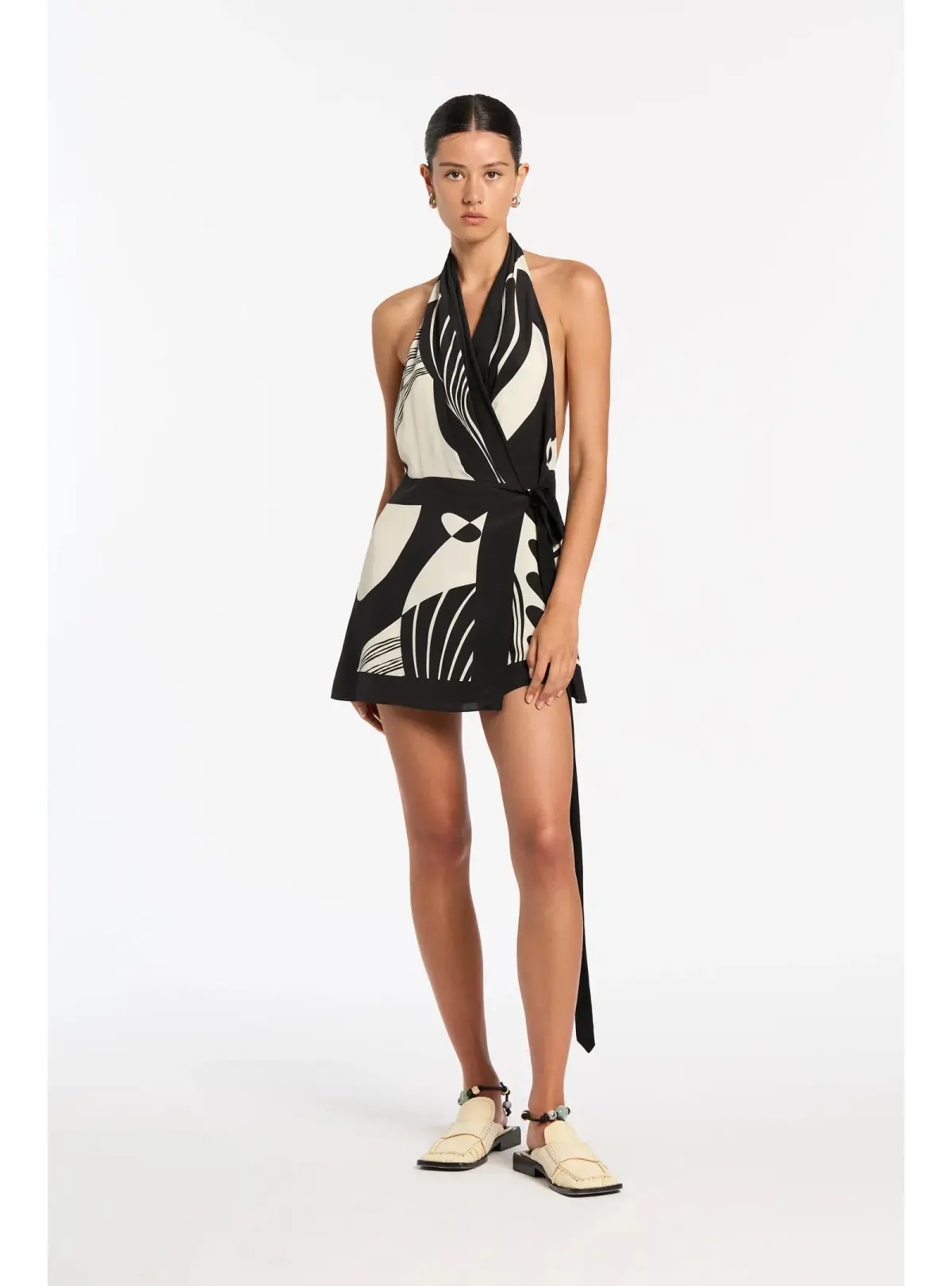 Sir the Label Realisme Wrap Halter Mini Dress In Papier Size 0 / AU 6 - Image 1