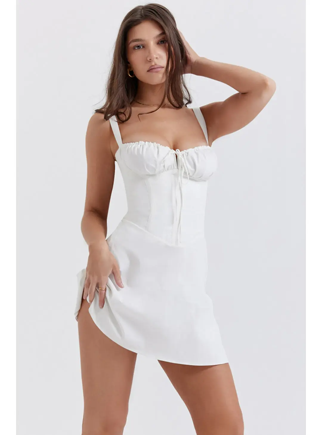 House Of CB Carlotta Corset Mini Dress White Size AU 6 for rent on The Volte - main image