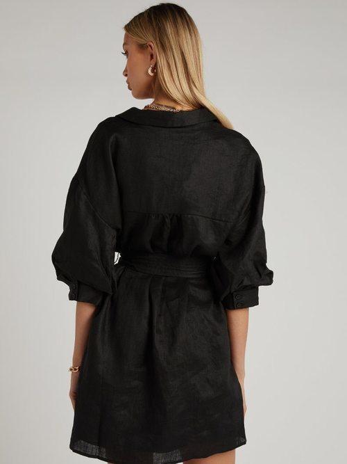 Dissh Libby Linen Mini Dress Black Size 6 - Image 2