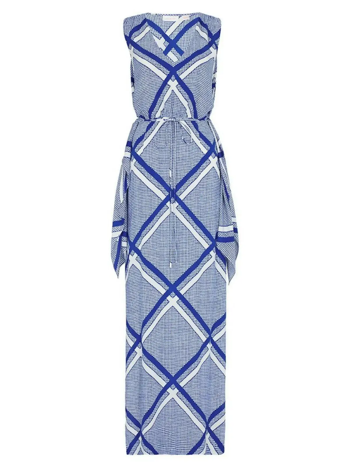 Sass & Bide The Flight Geometric Maxi Dress Blue/White Size AU 12 - Image 4
