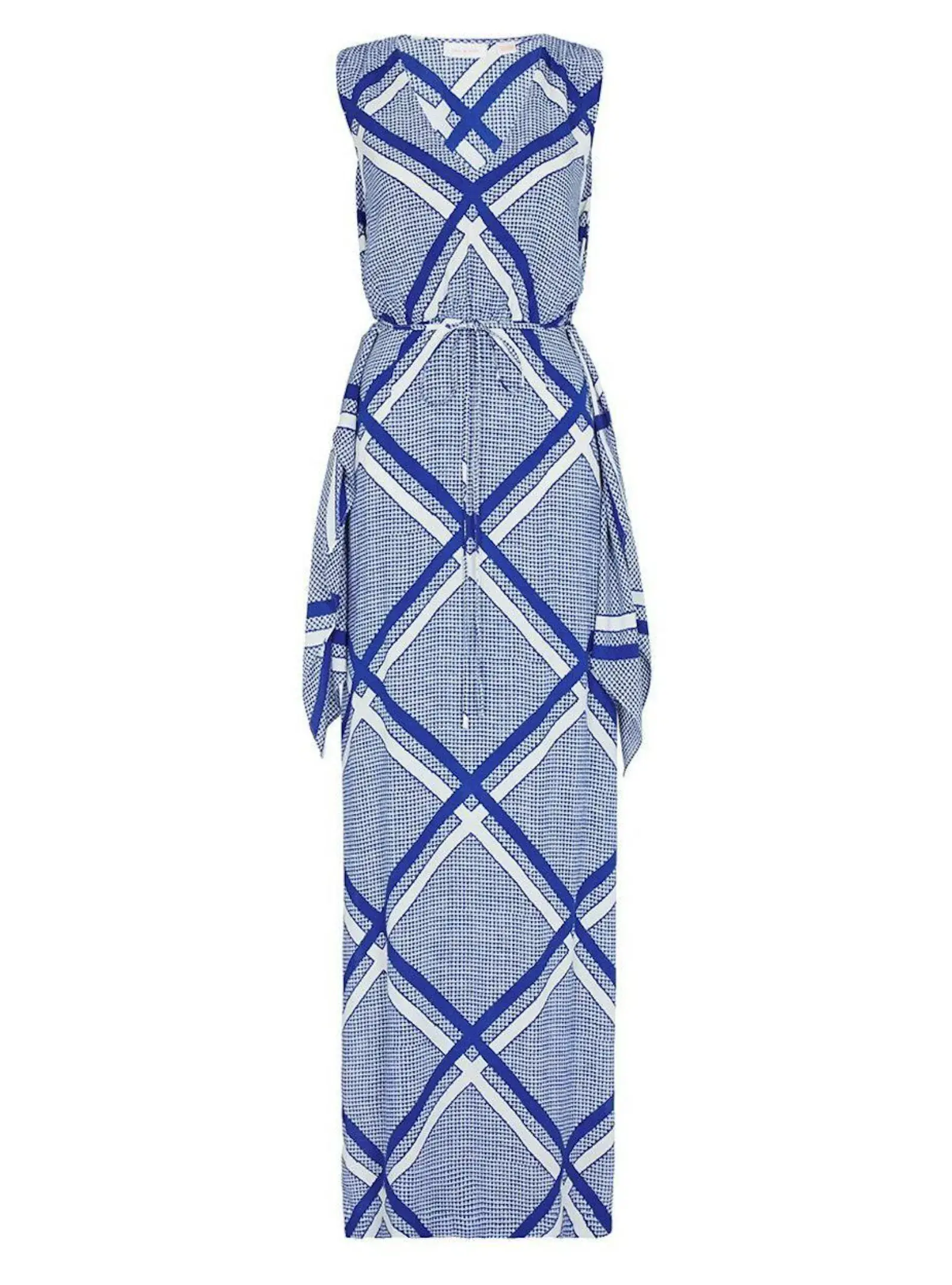 Sass & Bide The Flight Geometric Maxi Dress Blue/White Size AU 12 - Image 4