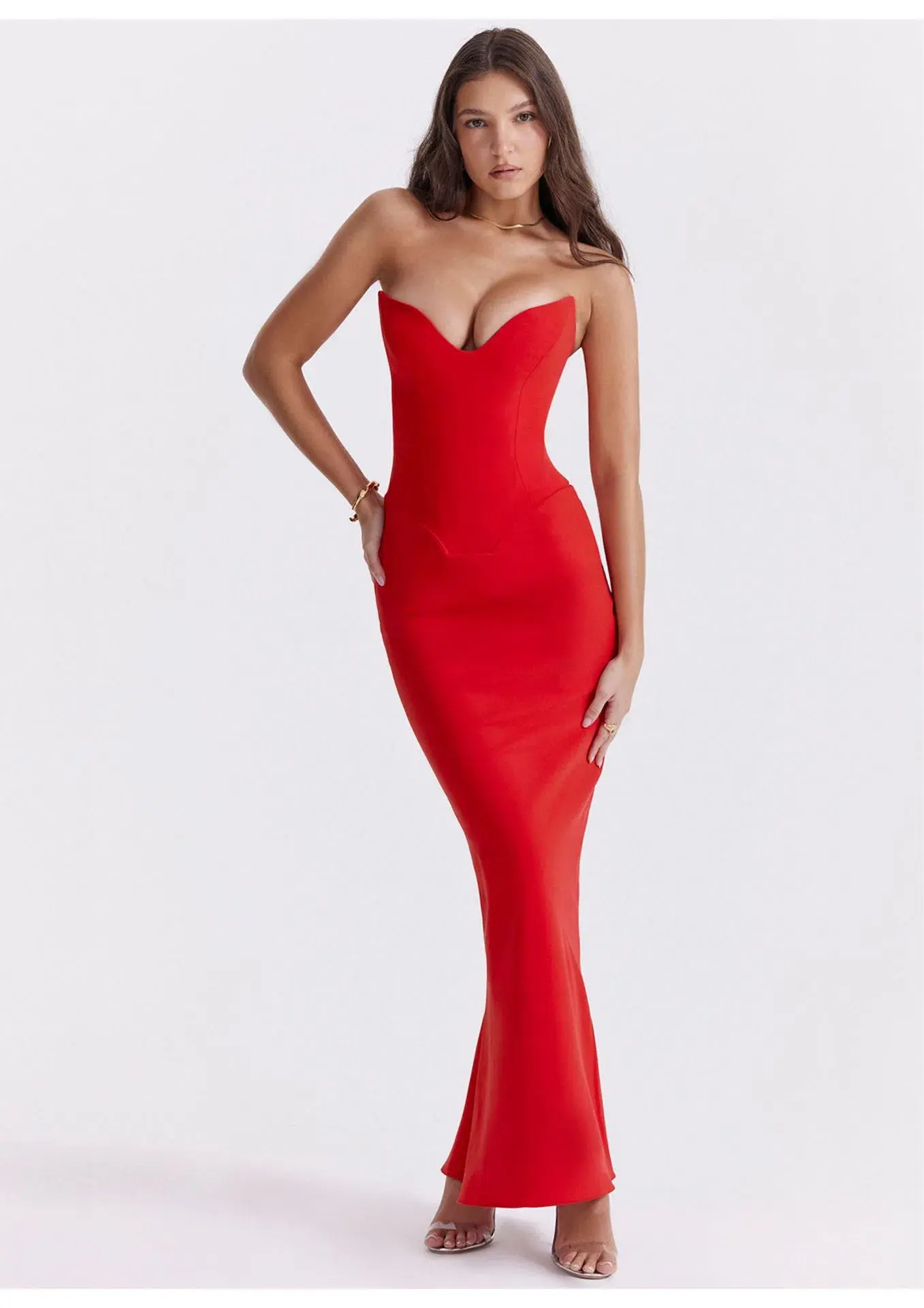 House of CB Tamara Strapless Maxi Dress Cherry Red Size XS / 6 AU - Image 1