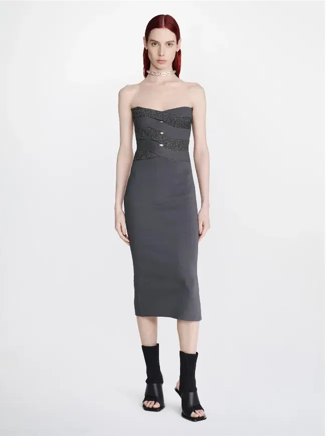 Dion Lee Reflective Interlocking Weave Midi Dress Asphalt Black Size XS / AU 6 - Image 3