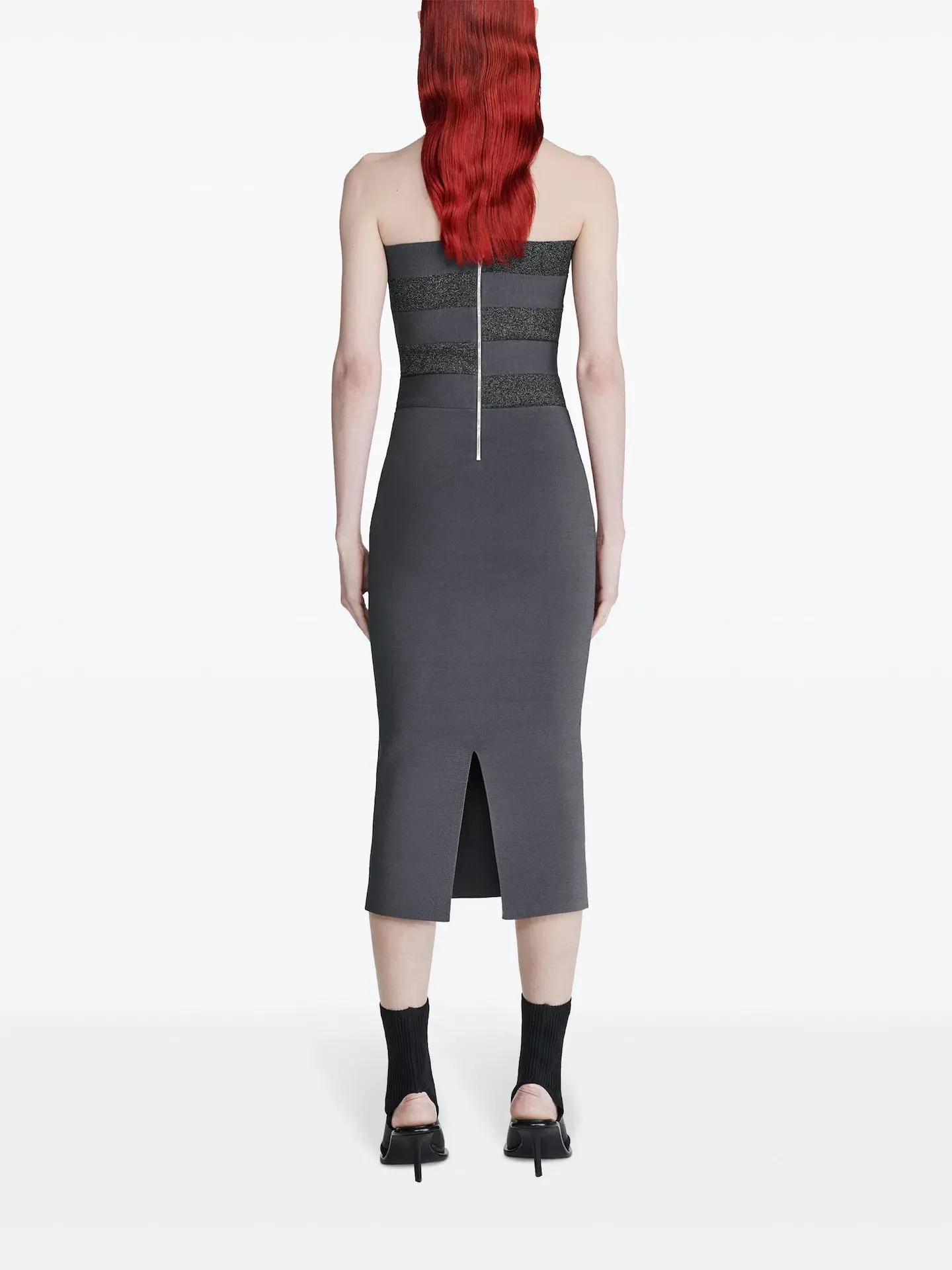 Dion Lee Reflective Interlocking Weave Midi Dress Asphalt Black Size XS / AU 6 - Image 2