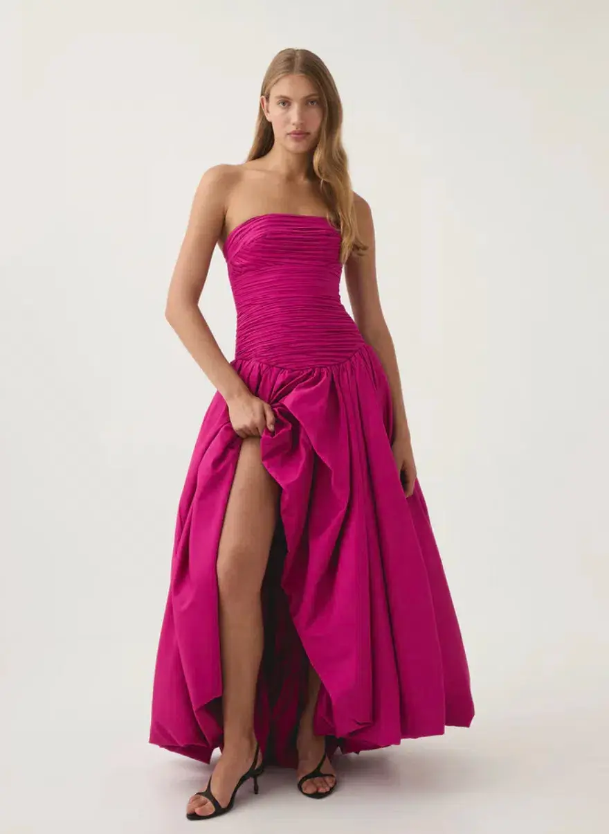 Aje Violette Bubble Hem Maxi Dress Deep Magenta Size 8 - Image 4