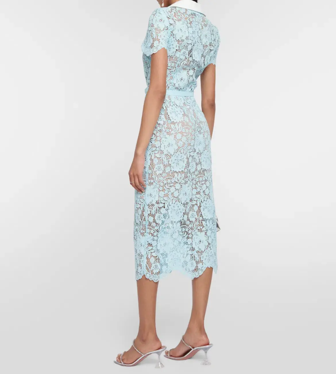 Self Portrait Lace Midi Dress Blue Size 6 - Image 2