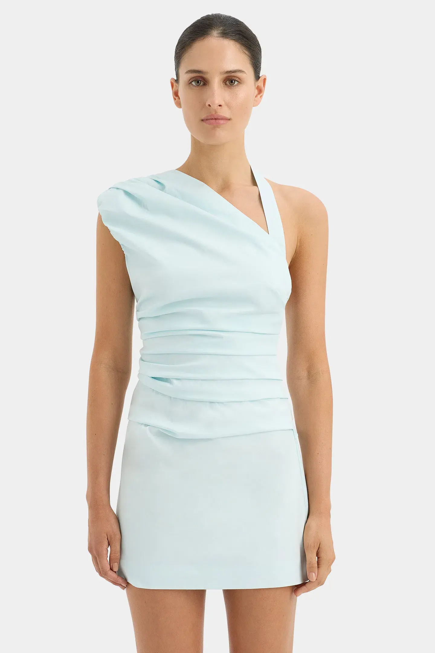 Sir The Label Azul Gathered Mini Dress in Ice Blue Size 6 - Image 4