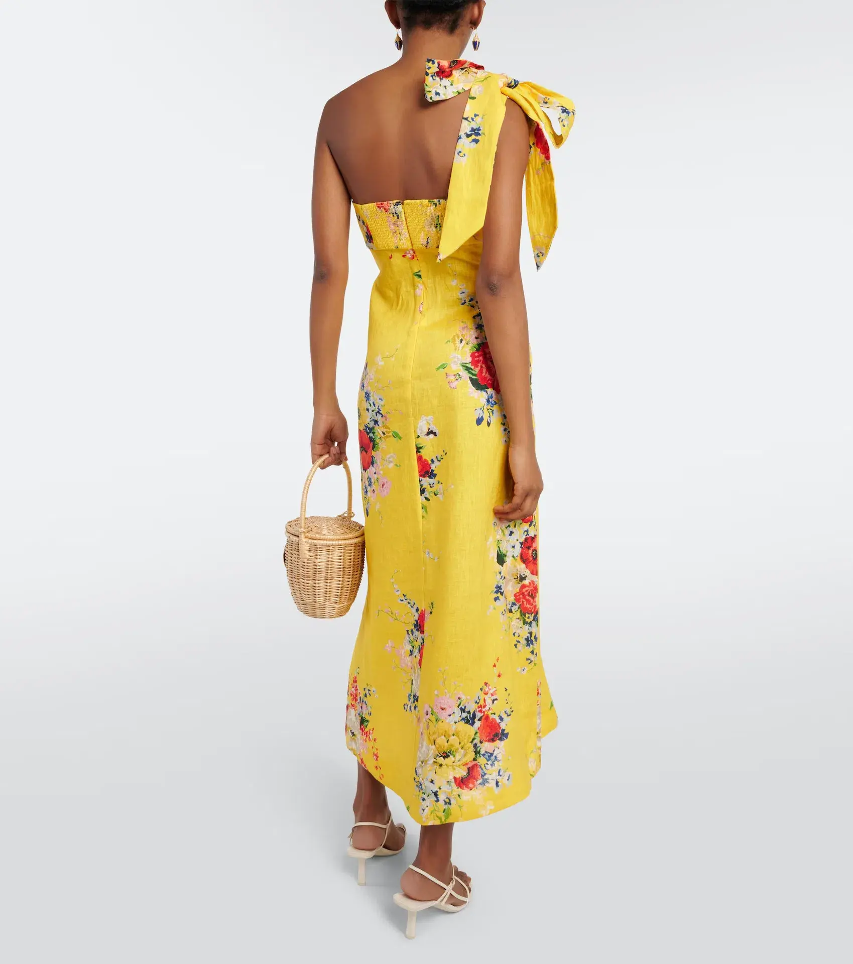 Zimmermann Alight Asymmetric Midi Dress in Yellow Floral Size 1 / AU 10 - Image 2