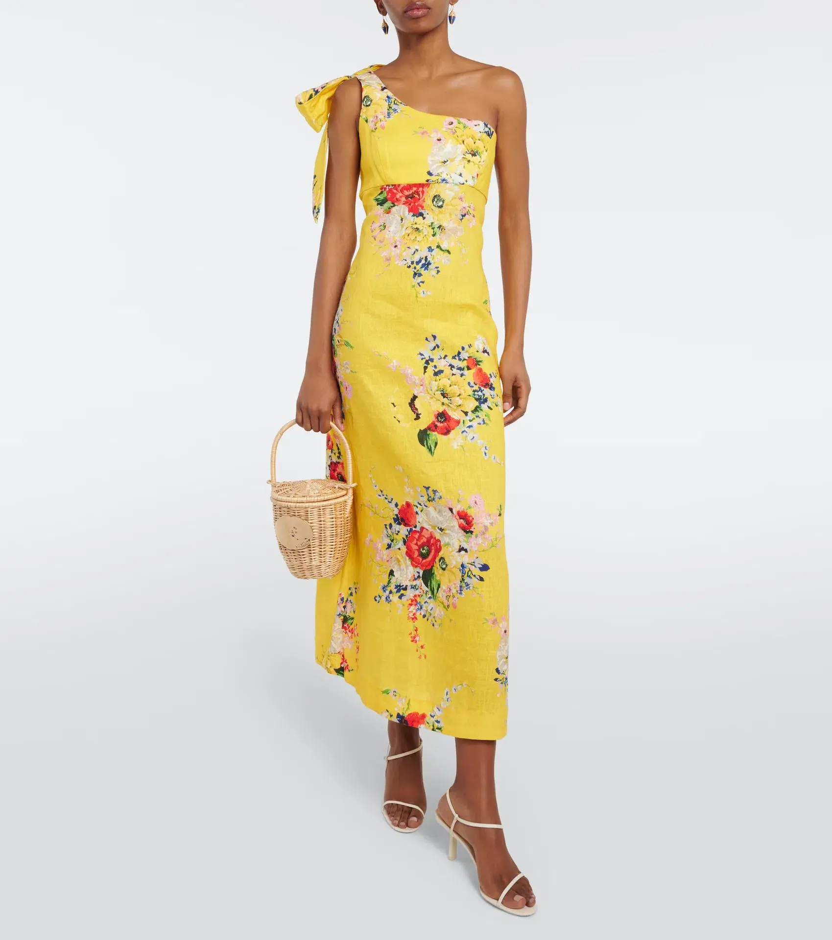 Zimmermann Alight Asymmetric Midi Dress in Yellow Floral Size 1 / AU 10 - Image 1