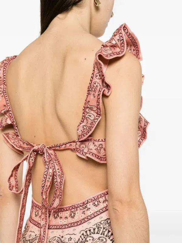 Zimmermann Matchmaker Frilled Midi Dress in Pink Bandana Size 2 / AU 12 - Image 4