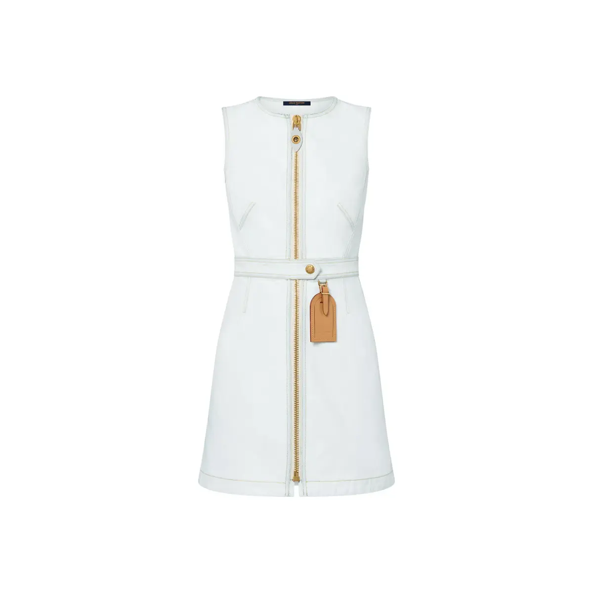 Louis Vuitton Bleached Denim Zip-Up Mini Dress White Size 10 - Image 4