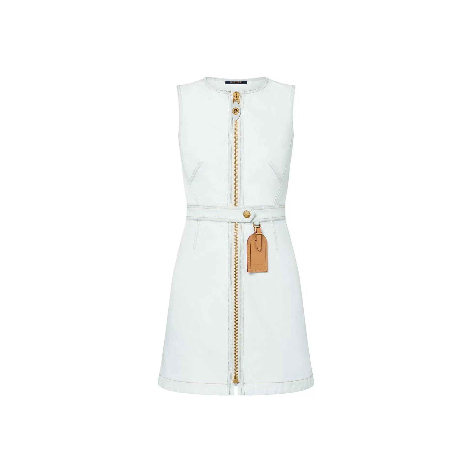 Louis Vuitton Bleached Denim Zip-Up Mini Dress White Size 10 - Image 4