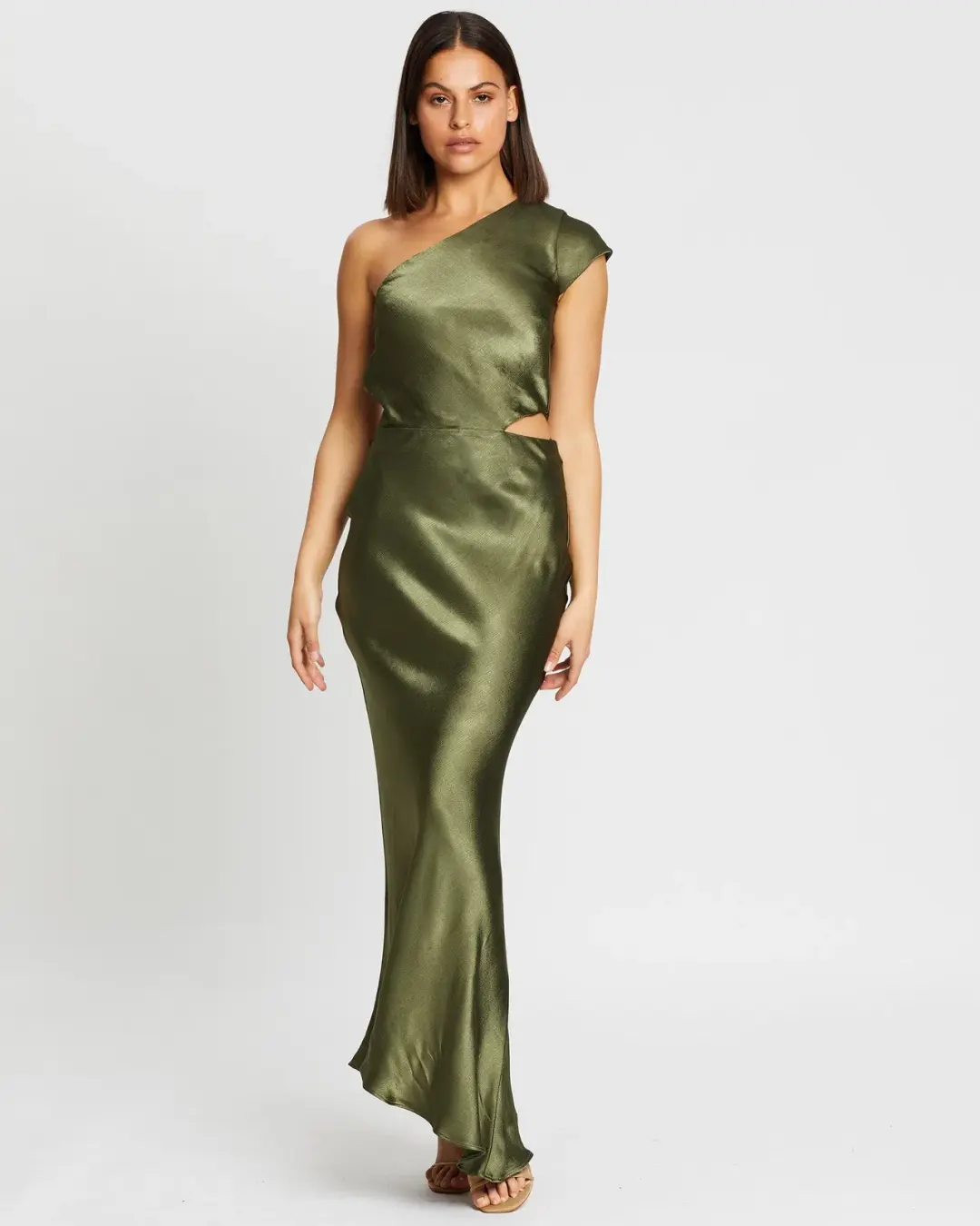 Bec & Bridge Delphine Asymmetril Midi Dress Green Size 8 for rent on The Volte - main image