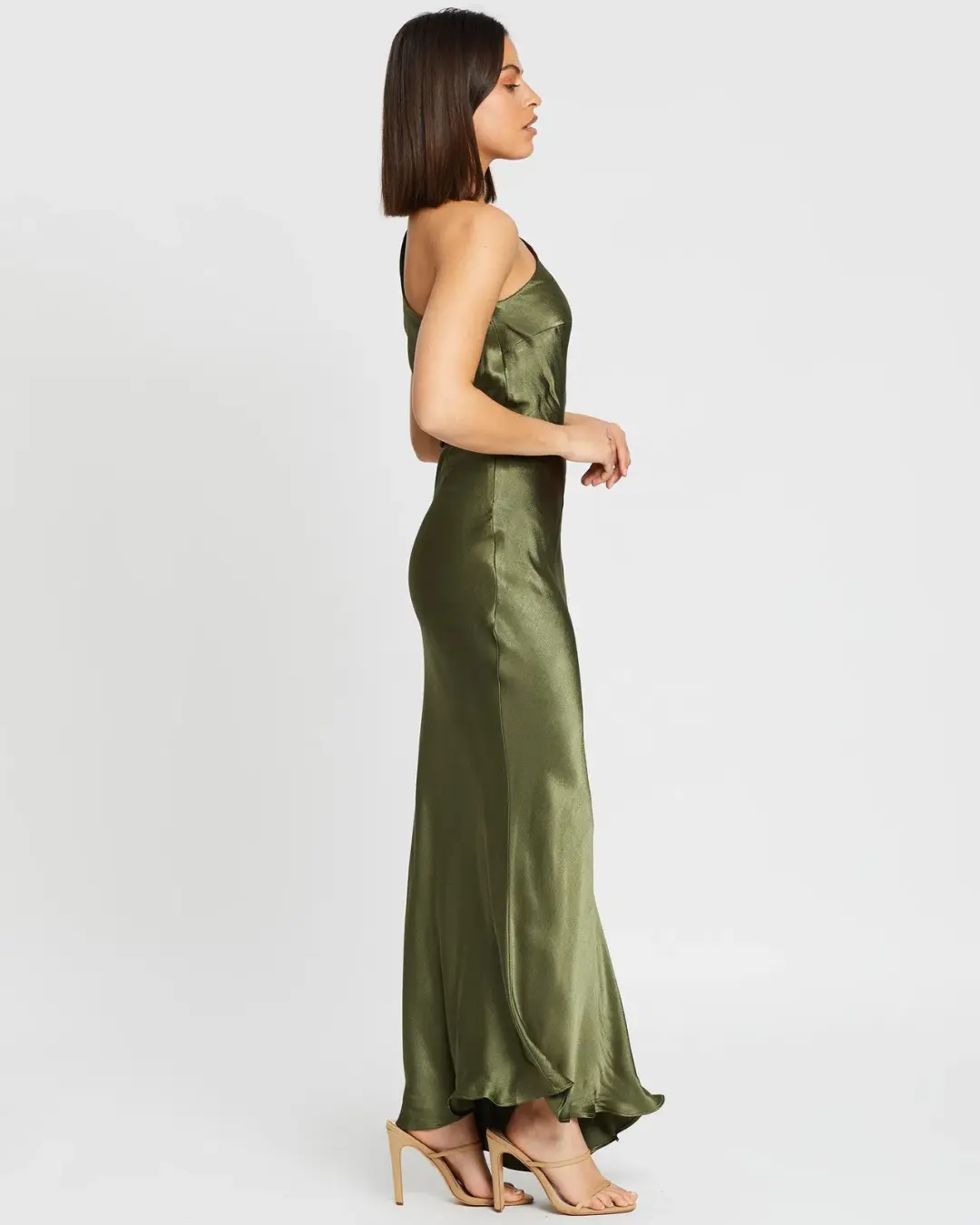 Bec & Bridge Delphine Asymmetril Midi Dress Green Size 8 for rent on The Volte - main image