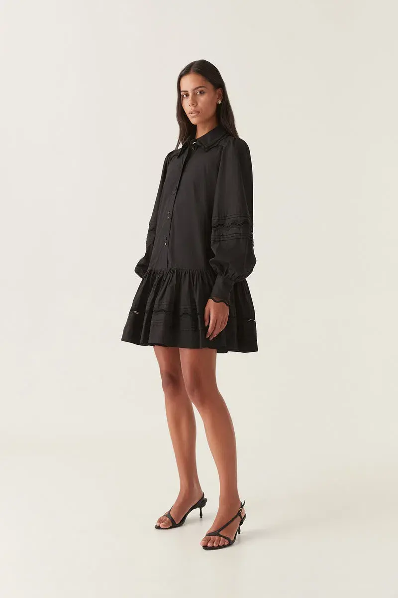 Aje Reva Wave Trim Mini Dress Black Size 8  - Image 1
