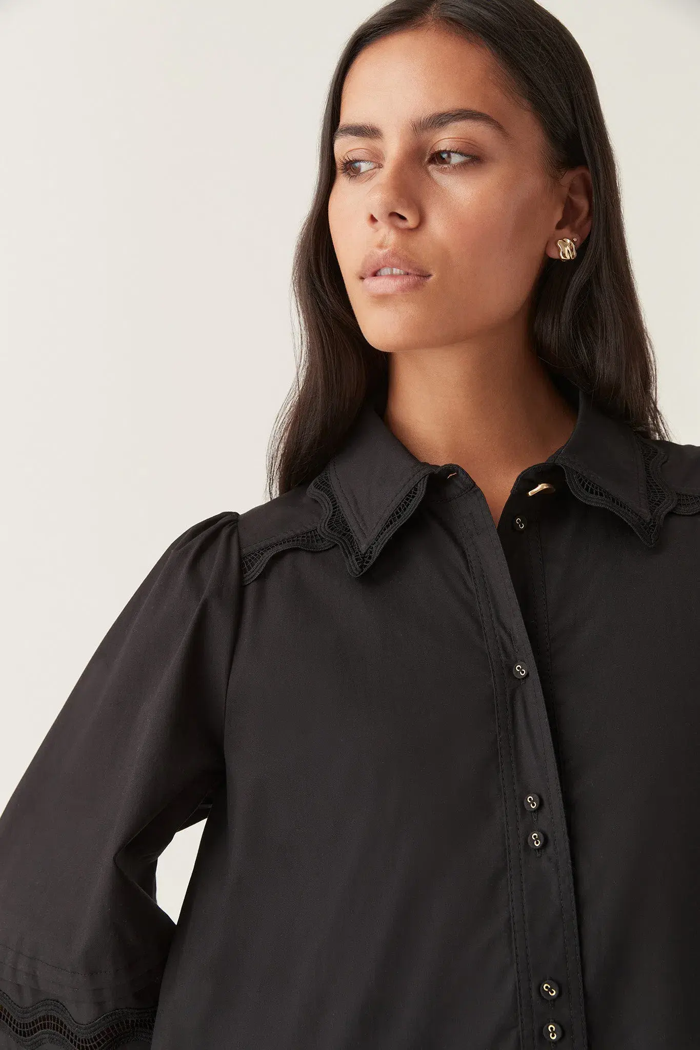 Aje Reva Wave Trim Mini Dress Black Size 8  - Image 2