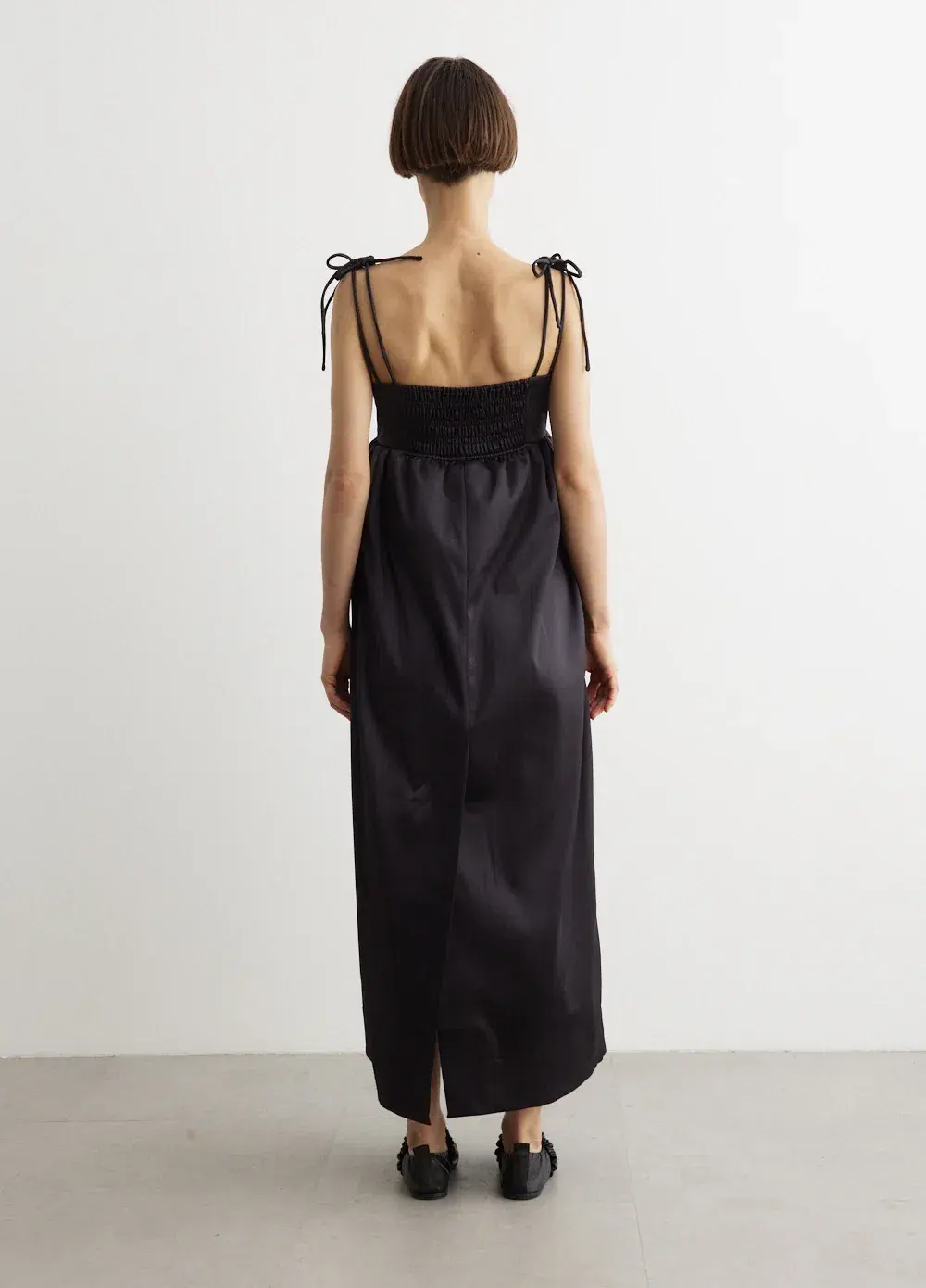 Ganni Sleeveless Satin Maxi Dress Black Size 6 - Image 2