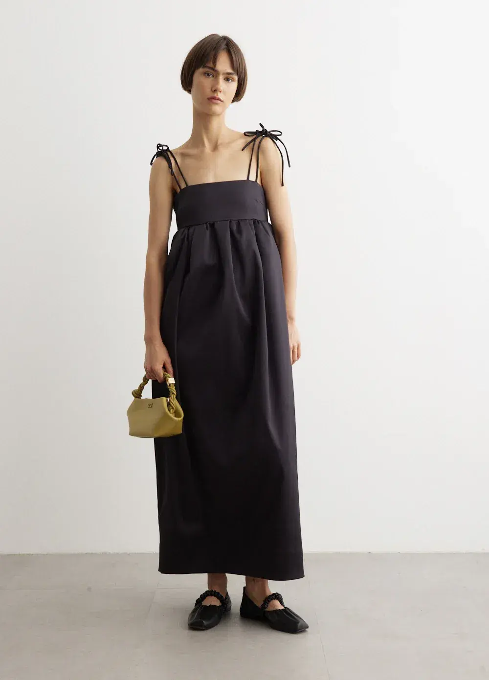 Ganni Sleeveless Satin Maxi Dress Black Size 6 for rent on The Volte - main image