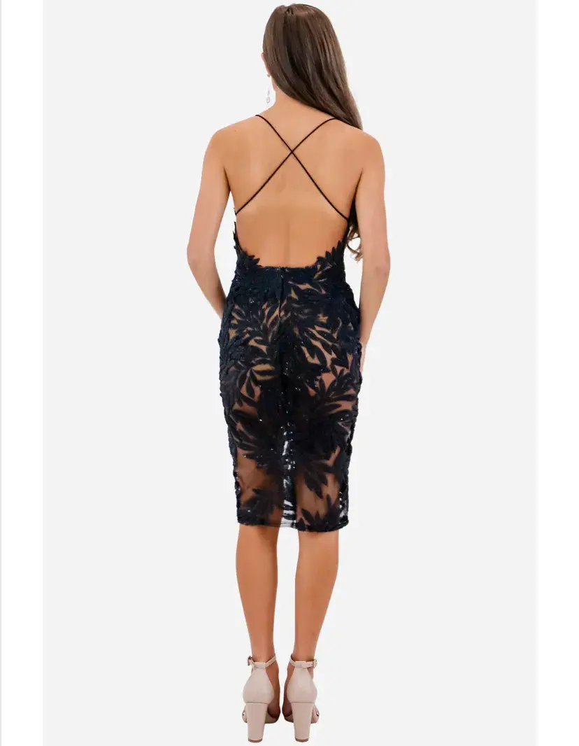 Nadine Merabi Talia Midi Dress Black Size 8 - Image 2