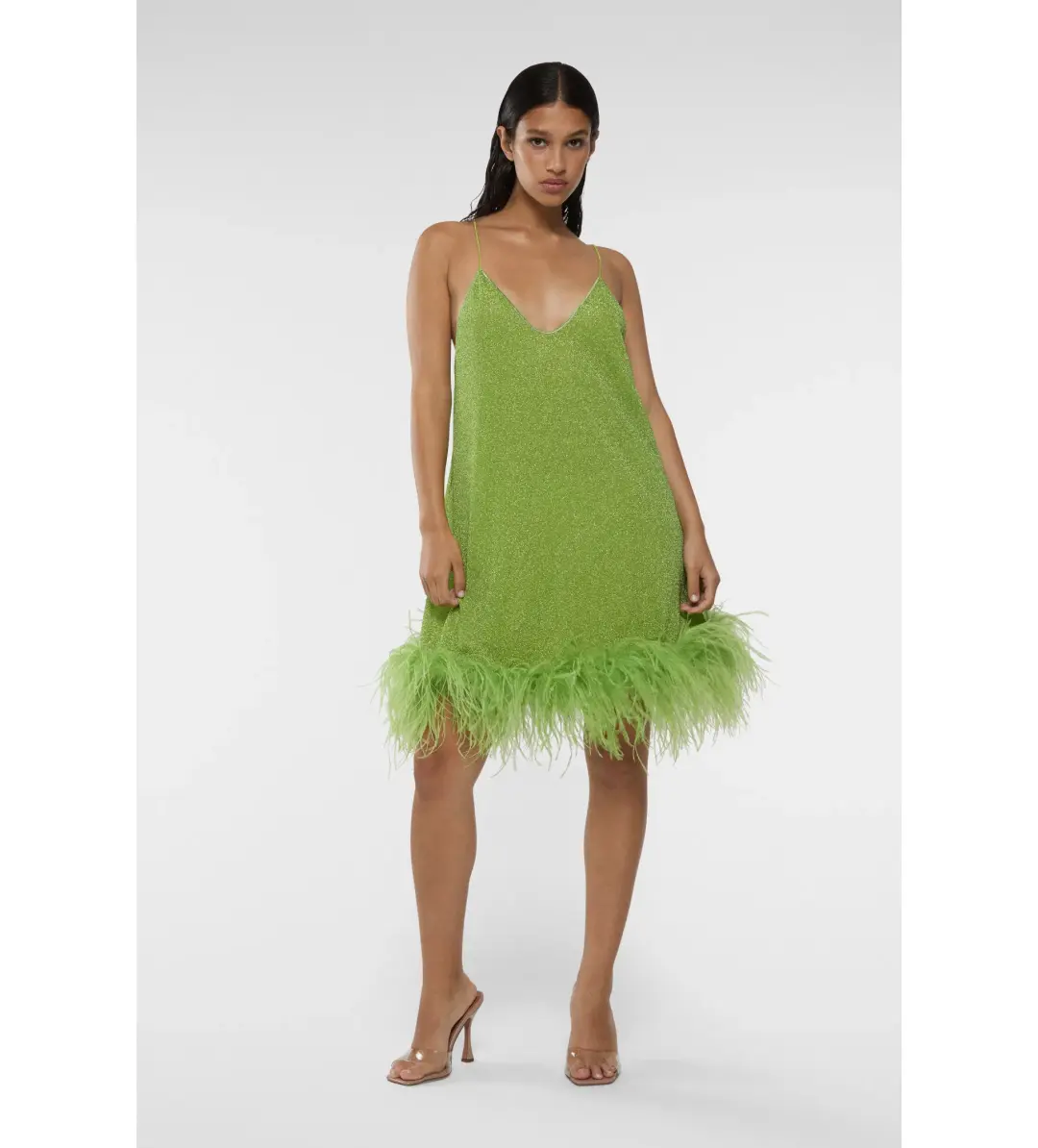 Oséree Lumière Plumage Short Dress Lime Size 6  for rent on The Volte - main image