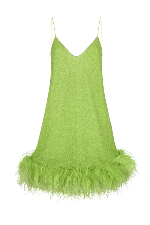 Oséree Lumière Plumage Short Dress Lime Size 6  - Image 3