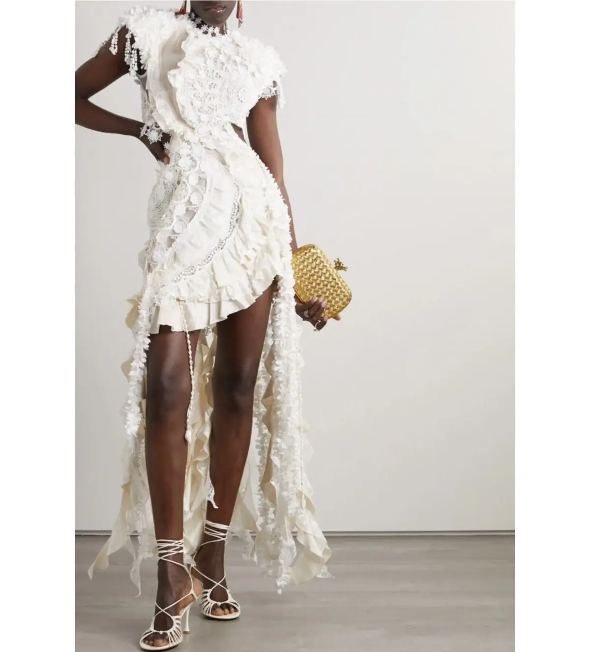  Zimmermann Wonderland Lace Frill Mini Dress Cream Size 0/ AU 8 - Image 1