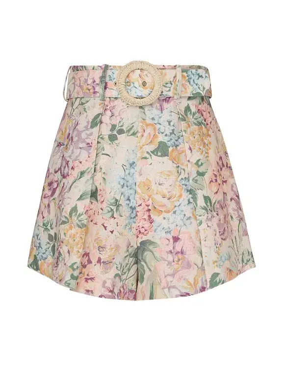 Zimmermann The Halliday Tuck Short in Multi Watercolour Floral Size 0 / AU 8  - Image 4