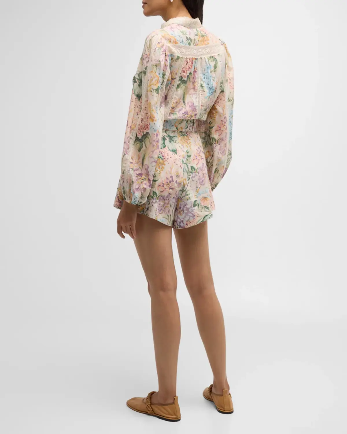 Zimmermann The Halliday Tuck Short in Multi Watercolour Floral Size 0 / AU 8  - Image 3