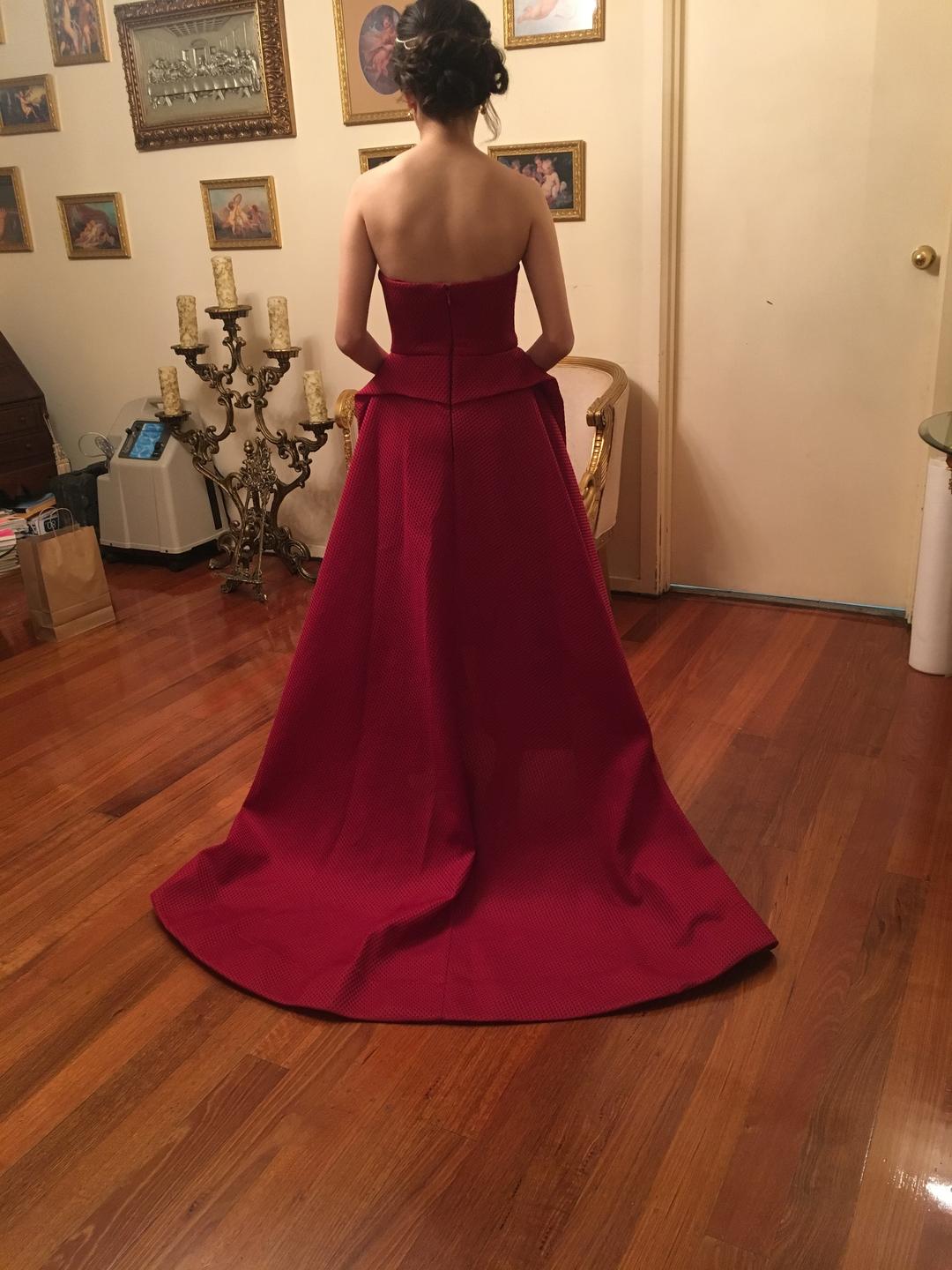 Bariano Taylor Strapless Ball Gown Burgundy Size 6 for rent on The Volte - main image