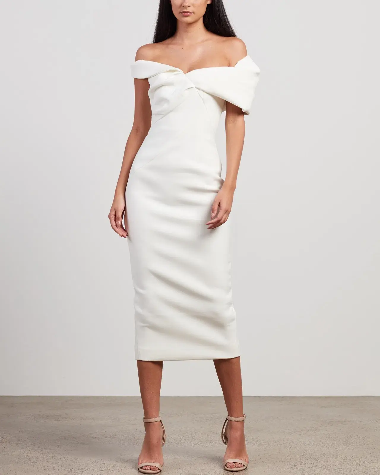Rachel Gilbert Matteo Midi Dress in Ivory Size 12 - Image 1