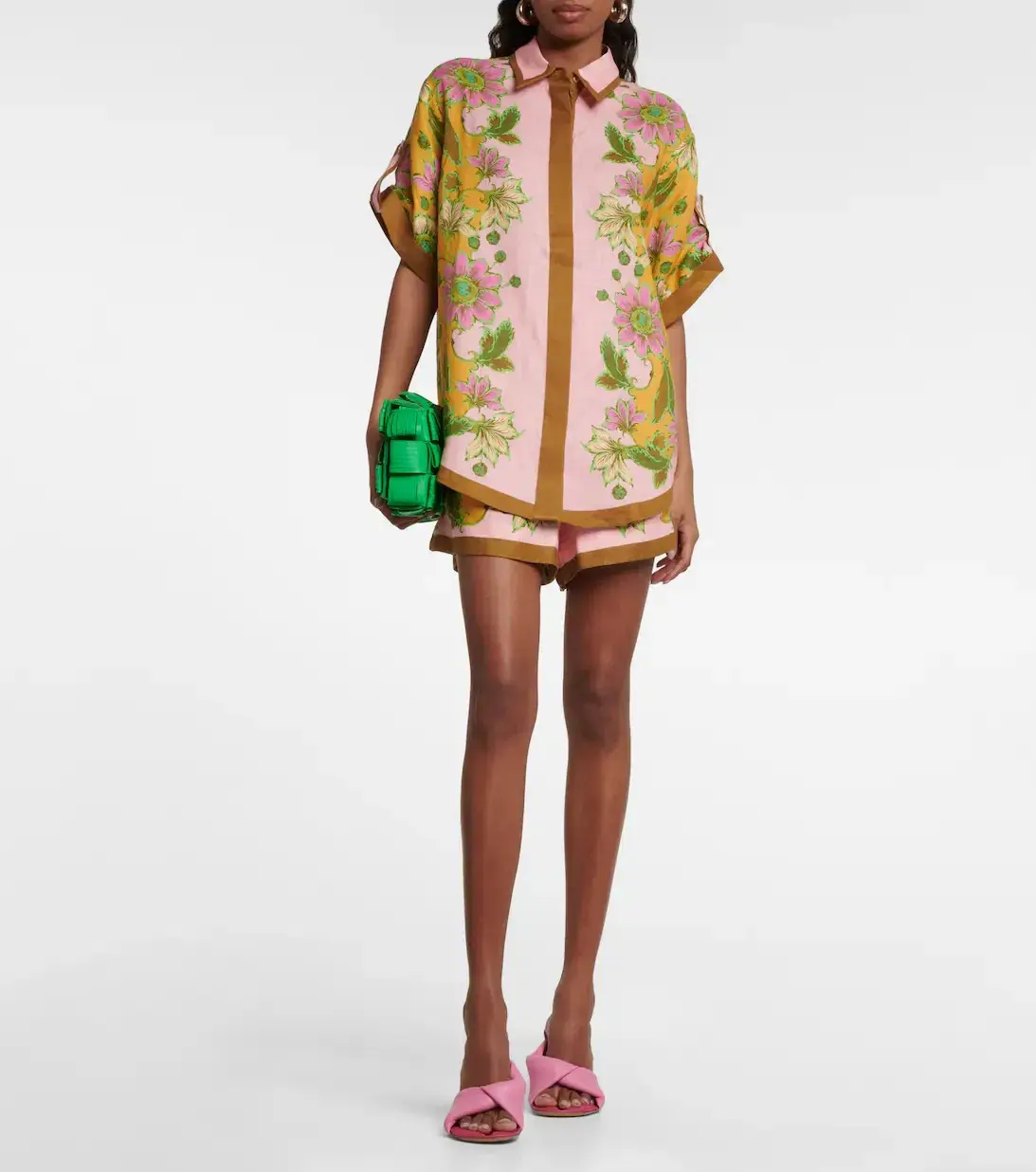 Alemais Winnie Shirt Size 6 and Short Size 10 Set Floral Spliced Pink - Image 1