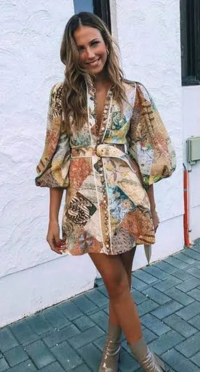  Zimmermann Brightside A-Line Mini Dress in Batik Patch Size 3 / AU 14 - Image 6