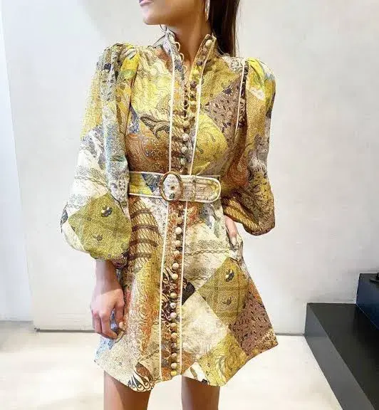  Zimmermann Brightside A-Line Mini Dress in Batik Patch Size 3 / AU 14 - Image 2