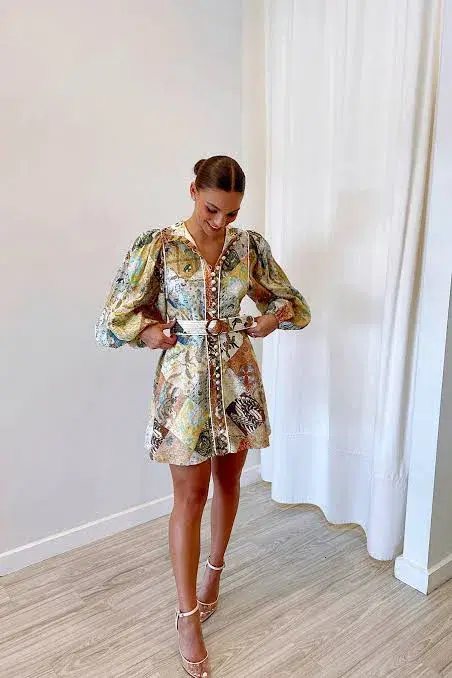  Zimmermann Brightside A-Line Mini Dress in Batik Patch Size 3 / AU 14 - Image 7
