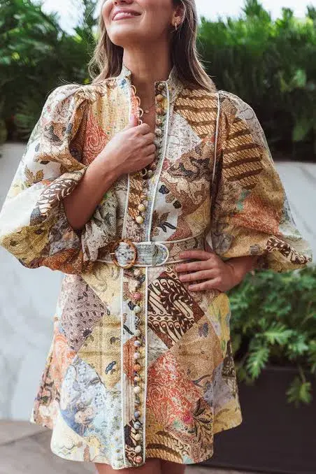  Zimmermann Brightside A-Line Mini Dress in Batik Patch Size 3 / AU 14 - Image 3