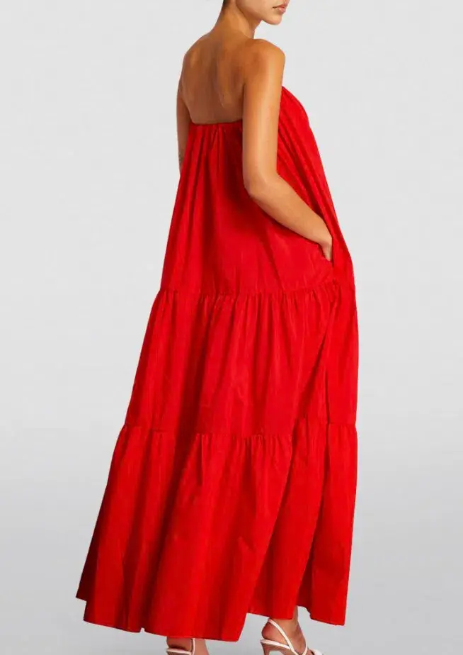 Matteau voluminous strapless tiered dress in Rosso red Size 3 / AU 10 - Image 4