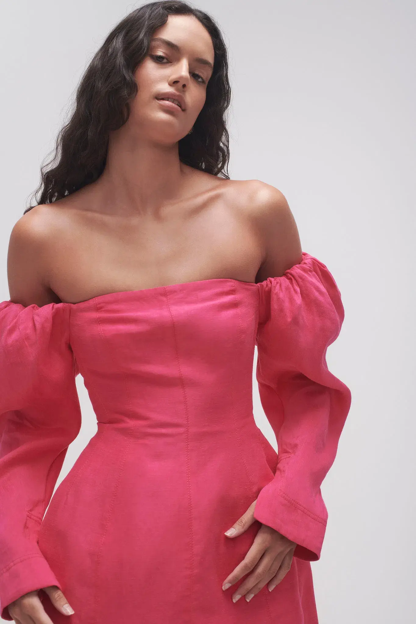 Aje Baret Sleeved Mini Dress Hot Pink Size 8 - Image 2