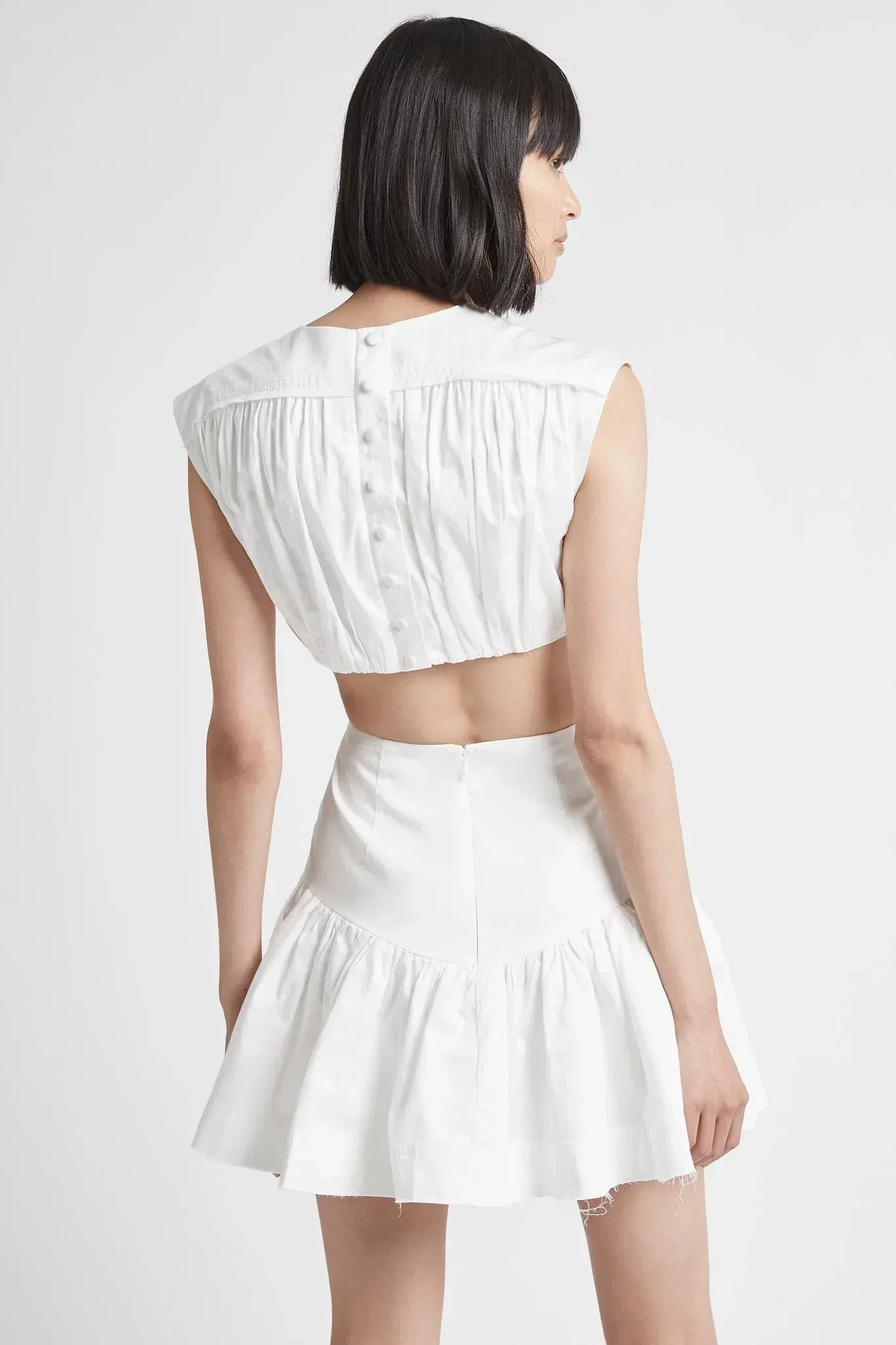 Aje Solstice Cut Out Ring Flip Mini Dress Ivory Size 6 - Image 2