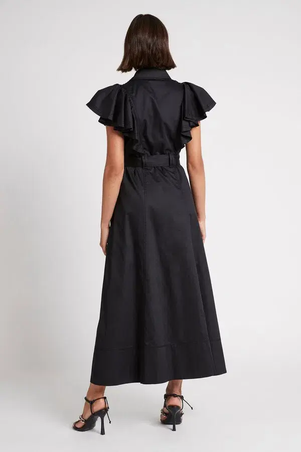 Aje Kindred Frill Sleeve Midi Dress Black Size 6 - Image 3