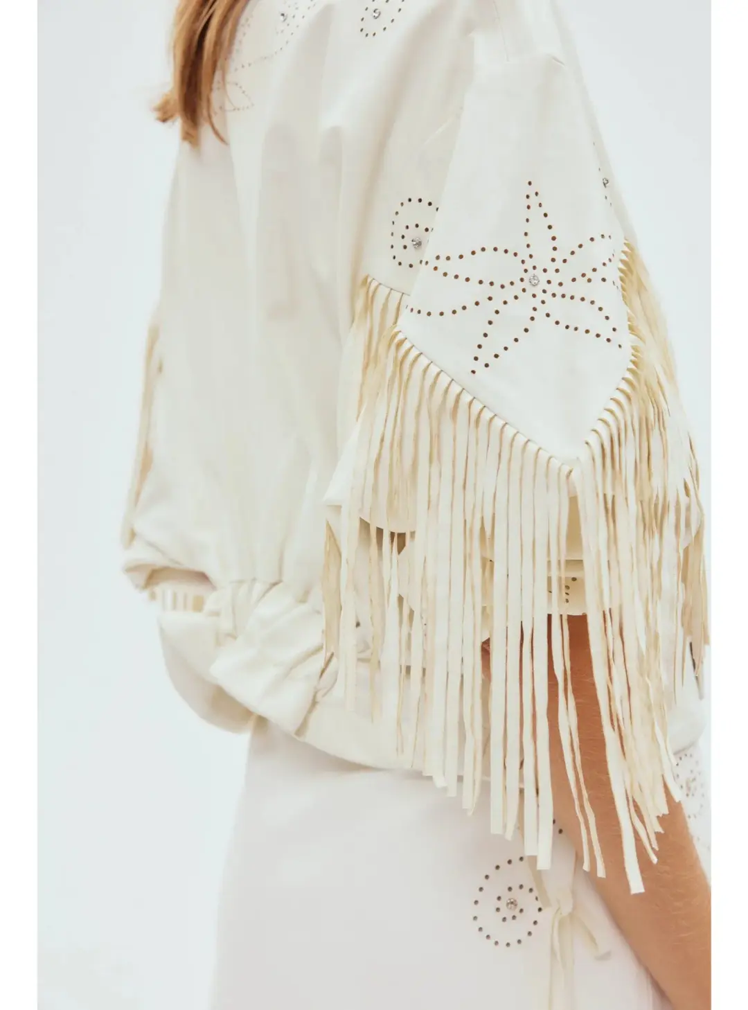 Alemais Barbara Fringe Jacket Cream Size AU 10 for rent on The Volte - main image