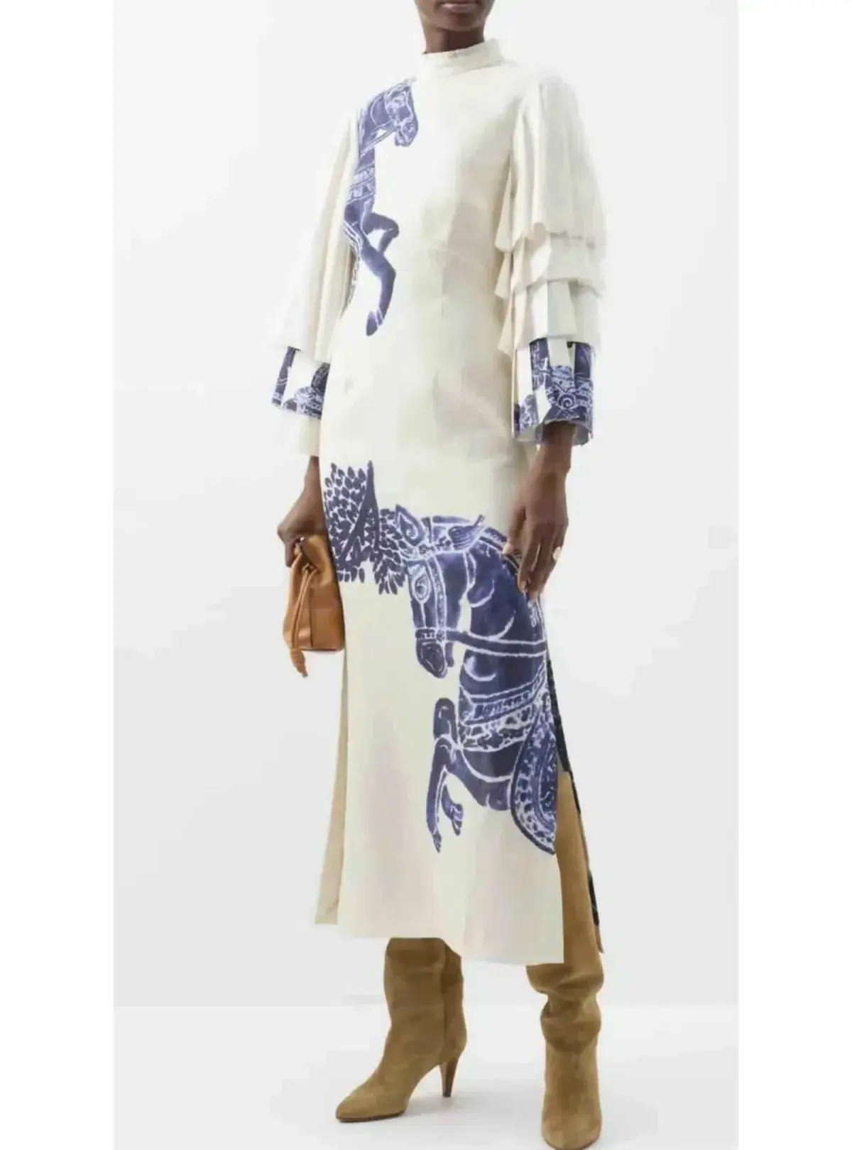 Alemais Rider Midi Dress Cream/Blue Size AU 10  - Image 2