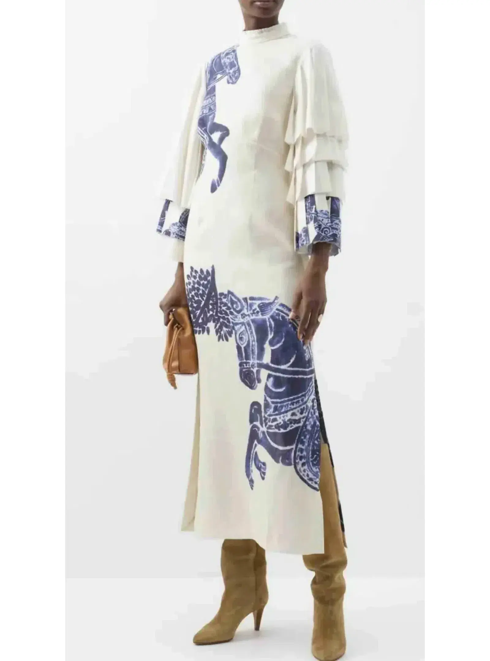 Alemais Rider Midi Dress Cream/Blue Size AU 10  - Image 2