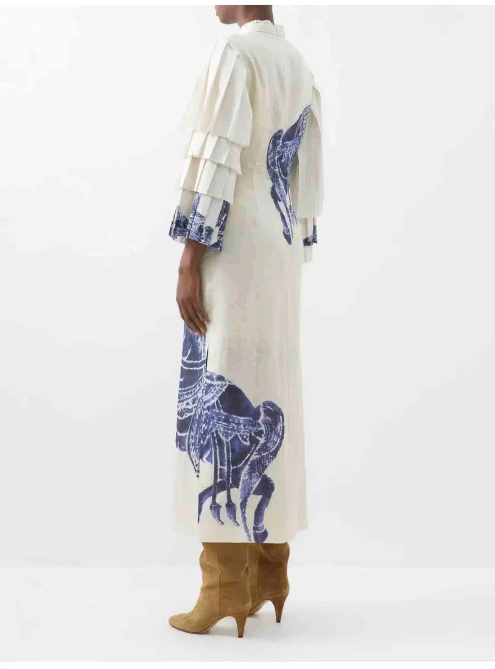 Alemais Rider Midi Dress Cream/Blue Size AU 10  - Image 3