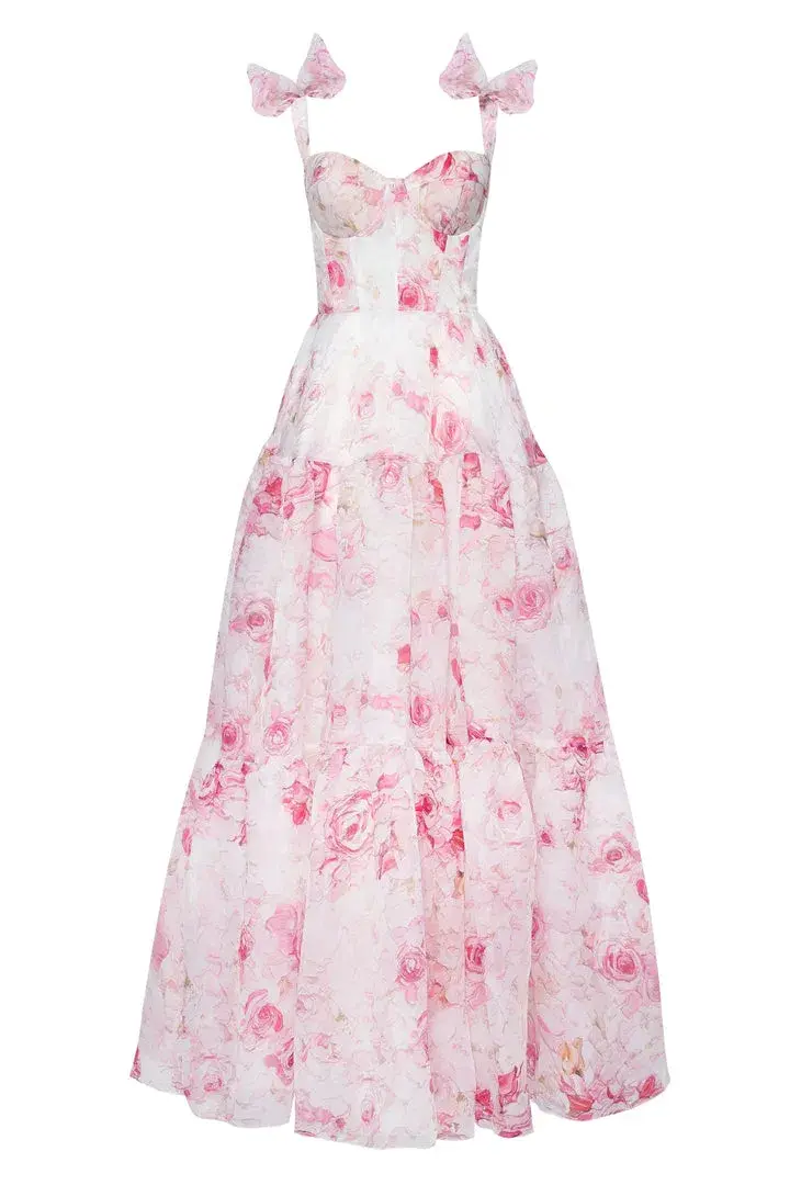 Milla Pink Peony Tenter Floral Maxi Tie-up Dress Floral Size AU 6 - Image 4