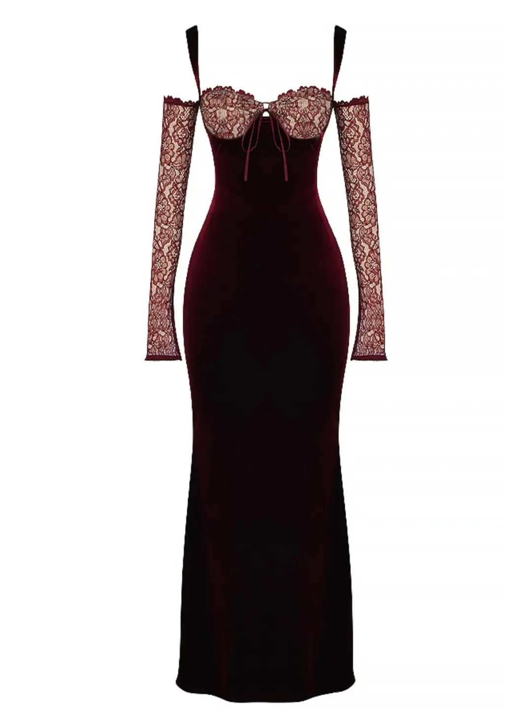 House Of CB Ivy Velvet Maxi Dress Black Cherry Size AU 6 for rent on The Volte - main image