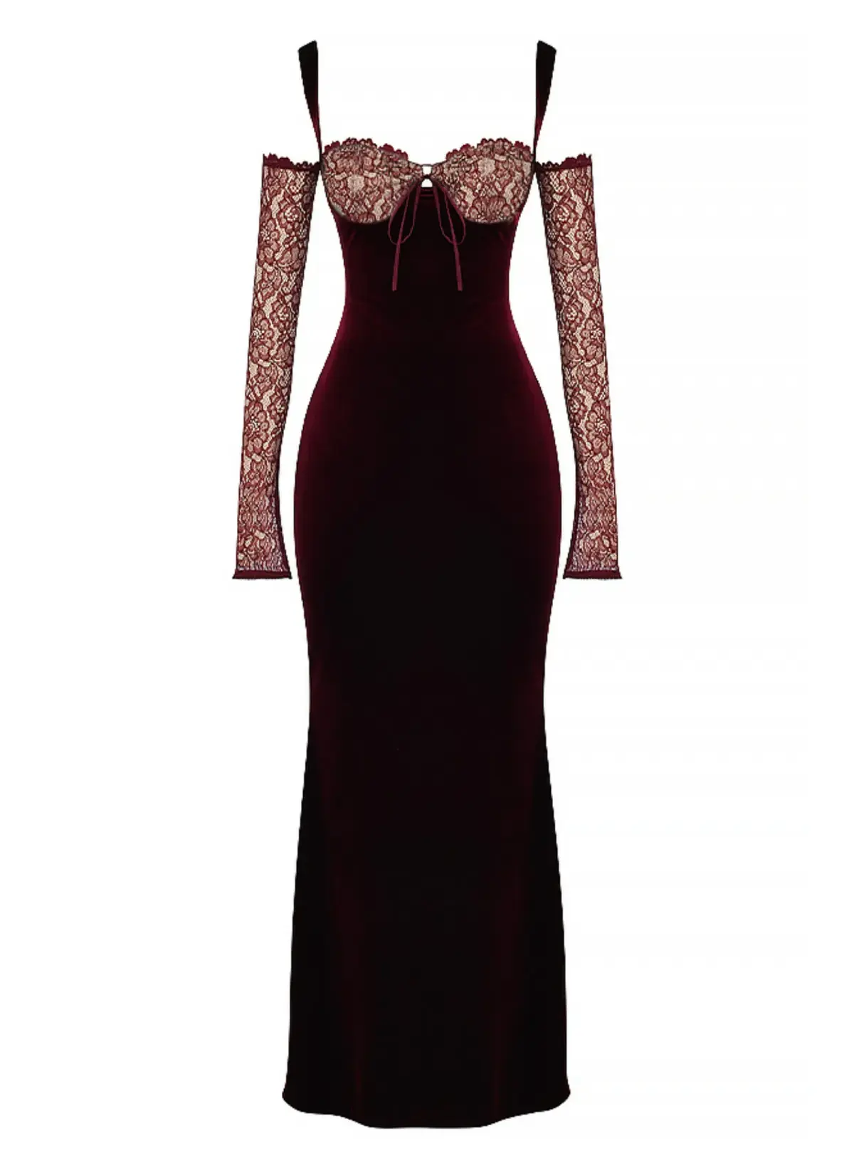 House Of CB Ivy Velvet Maxi Dress Black Cherry Size AU 6 - Image 4