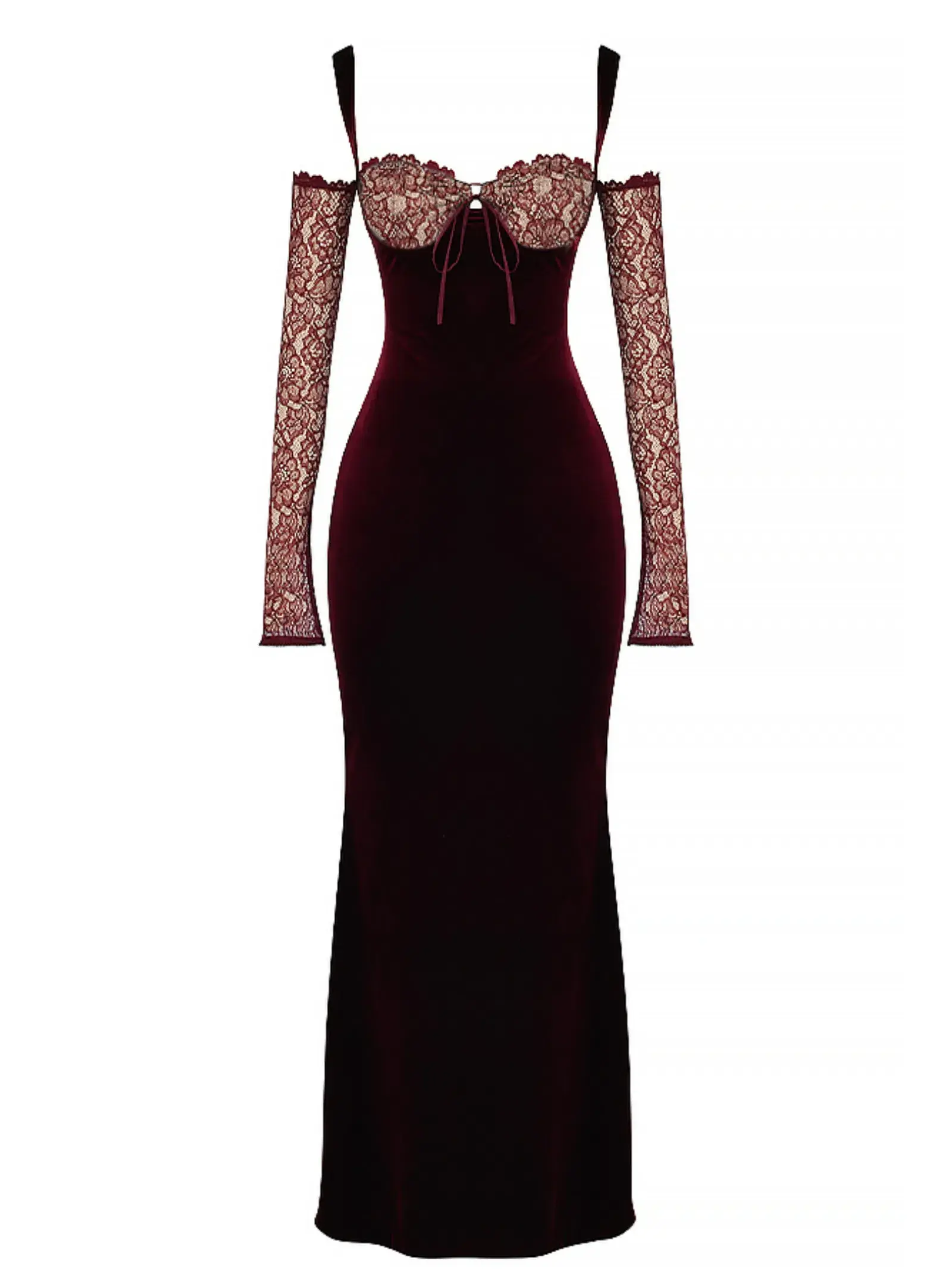 House Of CB Ivy Velvet Maxi Dress Black Cherry Size AU 6 - Image 4